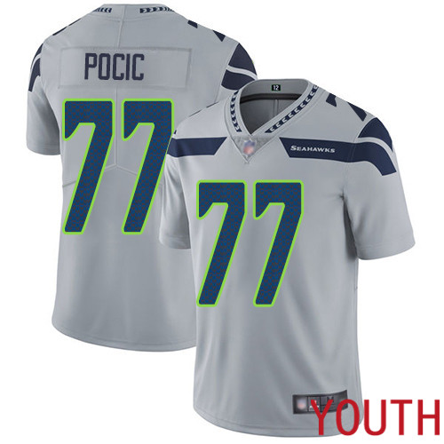Seattle Seahawks Limited Grey Youth Ethan Pocic Alternate Jersey NFL Football #77 Vapor Untouchable->youth nfl jersey->Youth Jersey